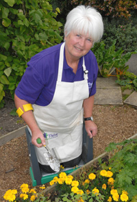 Digging with a short trowel