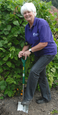 Digging with a large spade